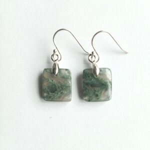 Moss Agate Gemstone Earrings with 925 Sterling Silver Findings